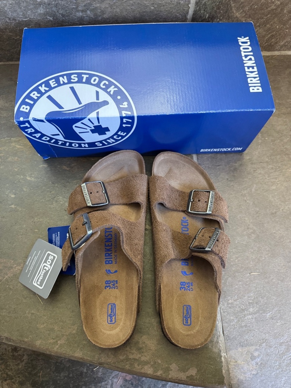 Brand NEW! Birkenstocks Arizona Soft Footbed size 38 Dark Tea Tonal narrow fit